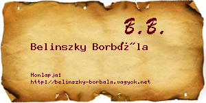 Belinszky Borbála névjegykártya